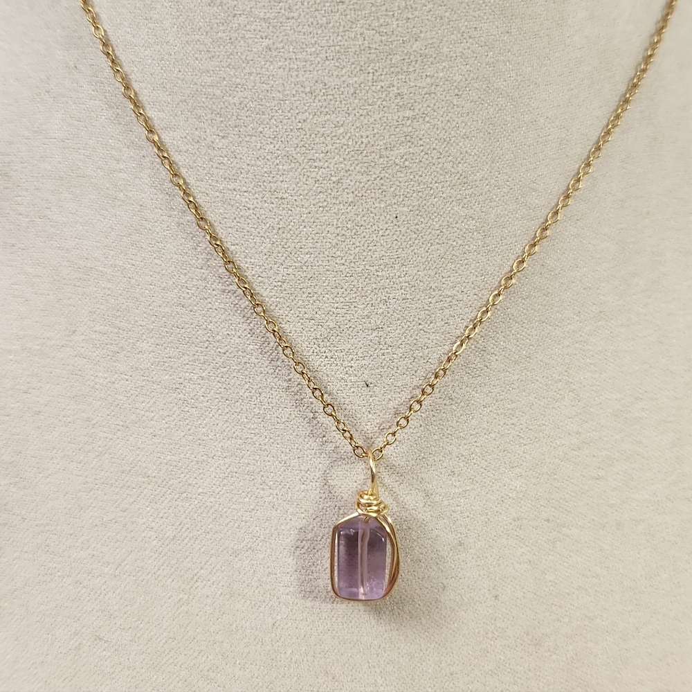 Handmade Dainty Amerhyst Charm Necklace